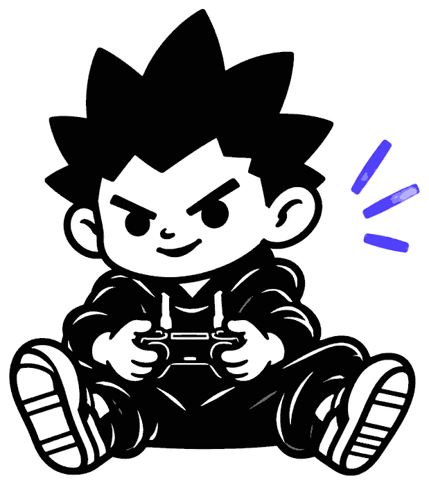 Mascot in full gamer mode, locked in