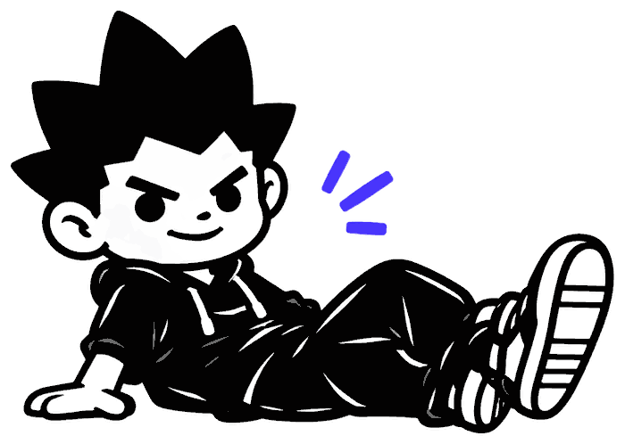 Mascot relaxing casually beside the tournament card